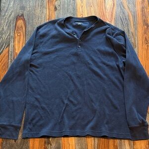 Old Navy Navy Blue Thermal Henley Top
